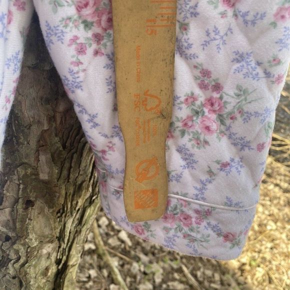 MISS ELAINE ZIP FRONT ROBE vintage Grandma Roses Quilted PINK SZ Med - Picture 6 of 7